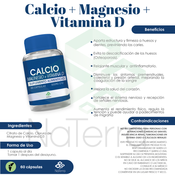 Calcio+Magnesio+Vitamina D 60 Cápsulas