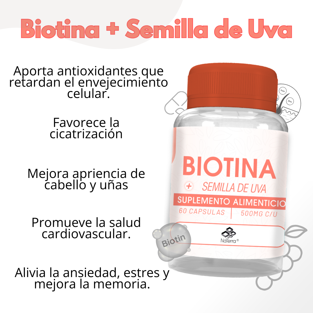 Biotina + Semilla de Uva 60 Cápsulas - Image 3